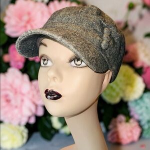 Vintage Wool Blend Pageboy Newsboy Gray Hat Cap EUC